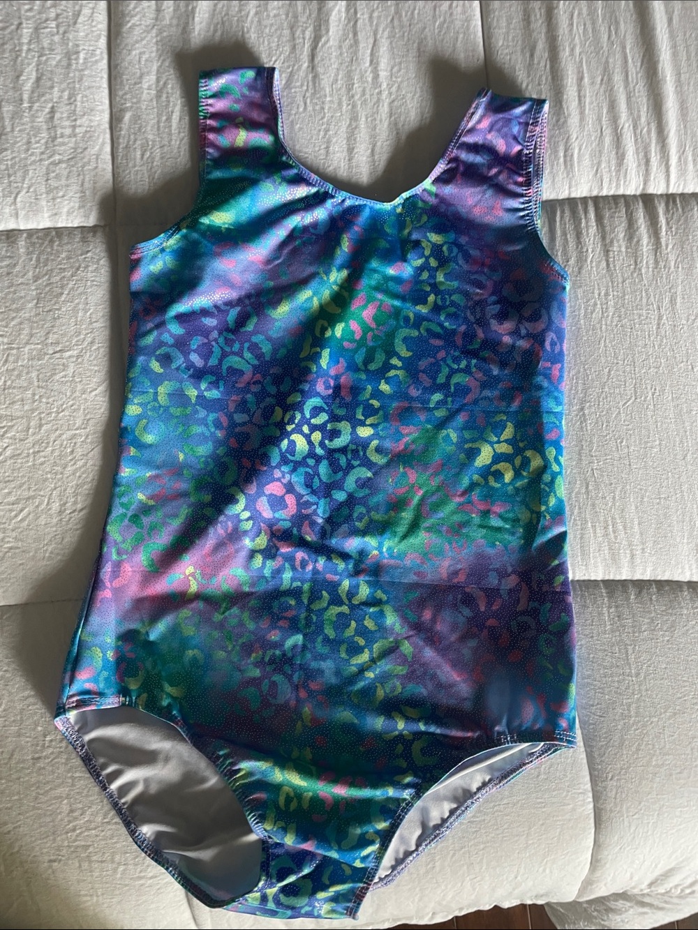 Girls 10-12 gymnastics/dance leotard in Multicolor Leopard Print